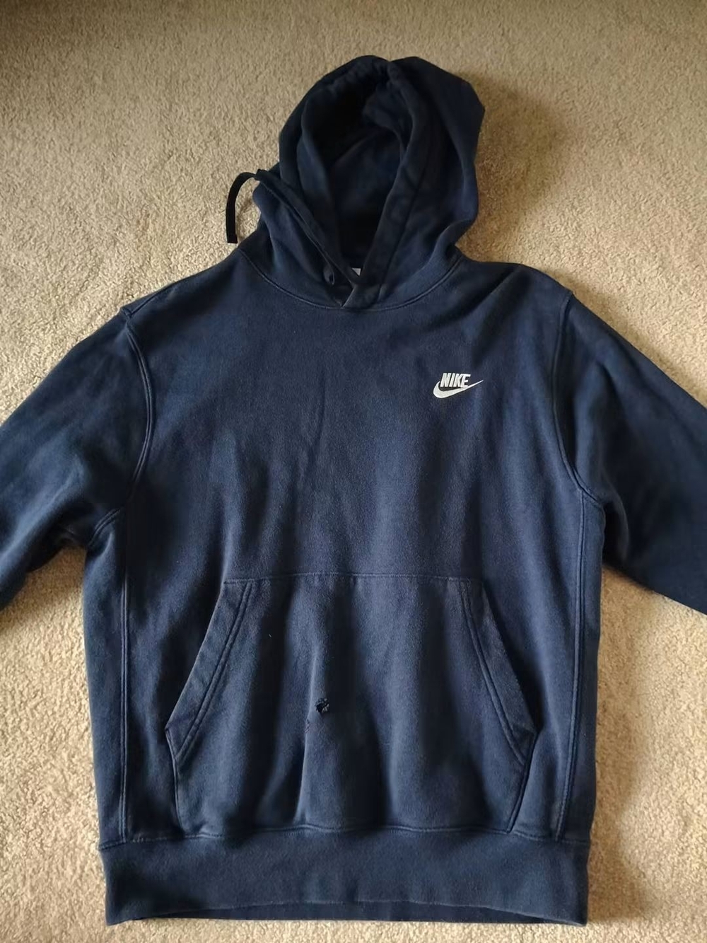 Nike Navy Blue Pullover Hoodie with White Swoosh